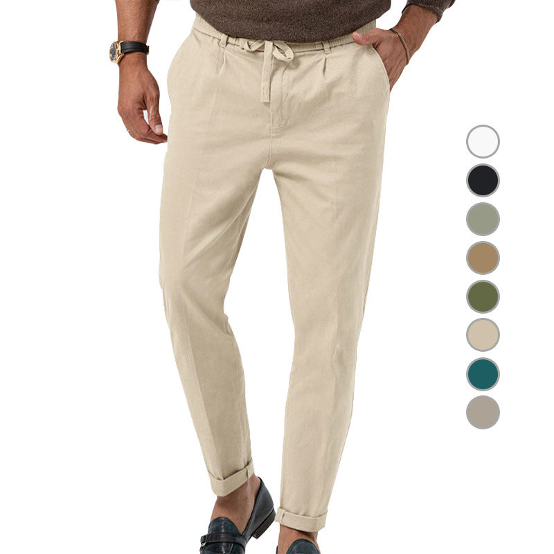 Herren Elegante Leinenhose mit elastischem Bund und praktischen Taschen Drune