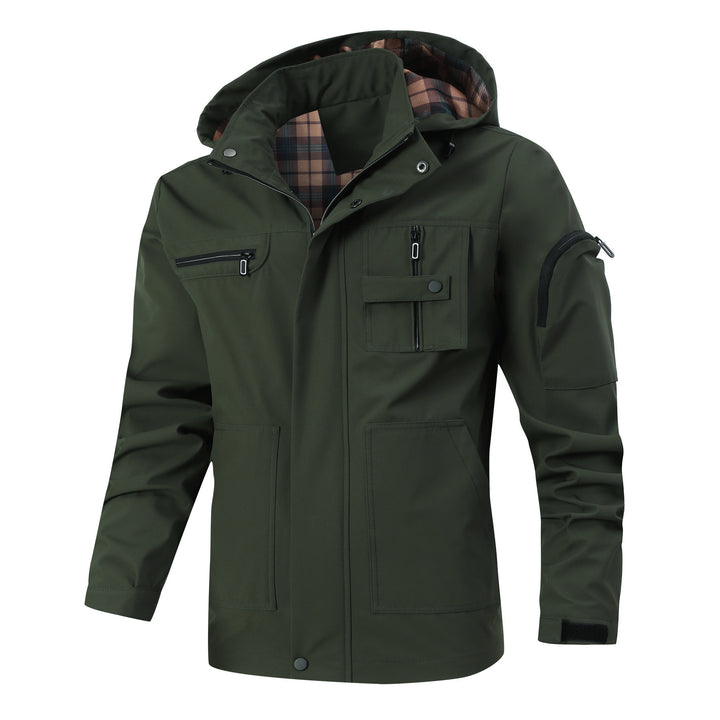 Herren Wasserabweisender Softshell-Parka mit Kapuze, reflektierenden Einsätzen und Multifunktionstaschen Drune