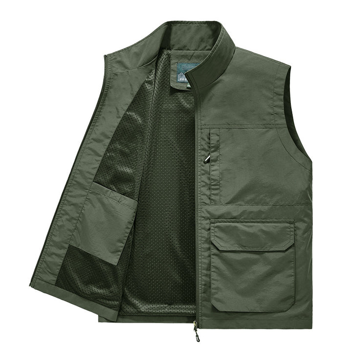 Herren Multifunktionale Utility‑Weste mit Mesh‑Futter, Reißverschluss & Mehrfachtaschen Drune