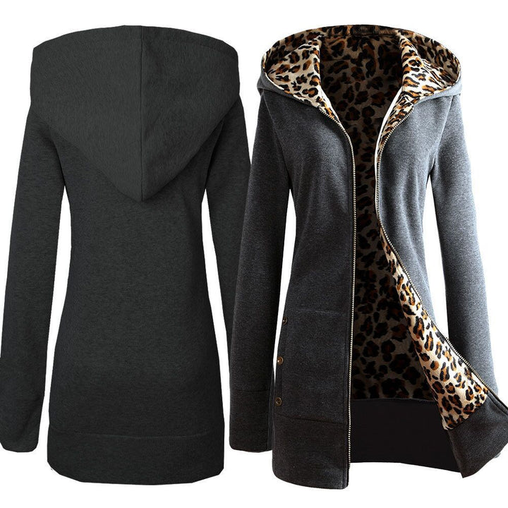 Damen modische Kapuzenjacke mit tierischem Innenfutter Drune