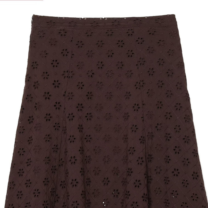 Damen Midirock mit feiner Lochstickerei Drune