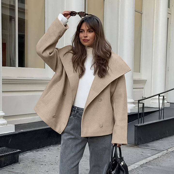 Damen Oversized Wolljacke mit breitem Revers Drune