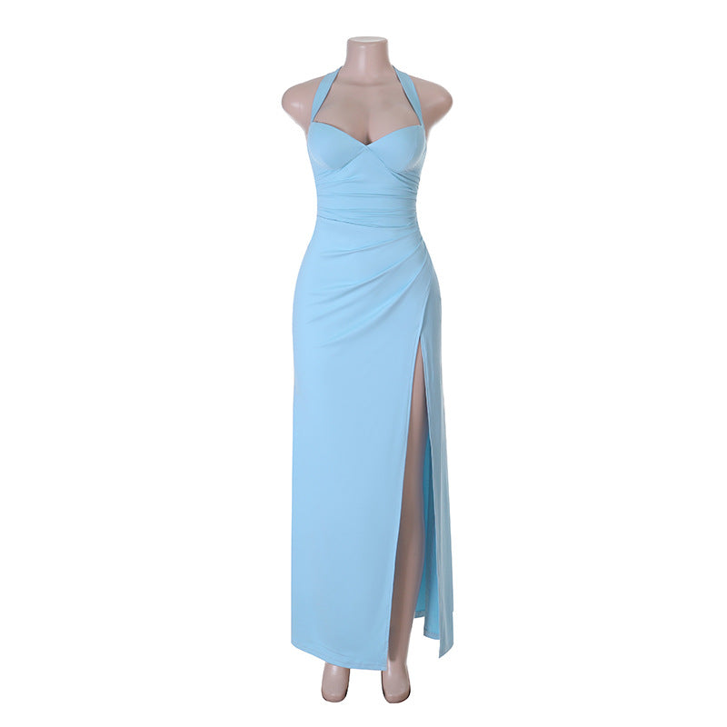 Damen aufregendes Abendkleid mit tiefem Ausschnitt und hoher Seitenschlitz Drune