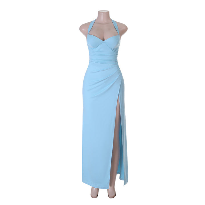 Damen aufregendes Abendkleid mit tiefem Ausschnitt und hoher Seitenschlitz Drune