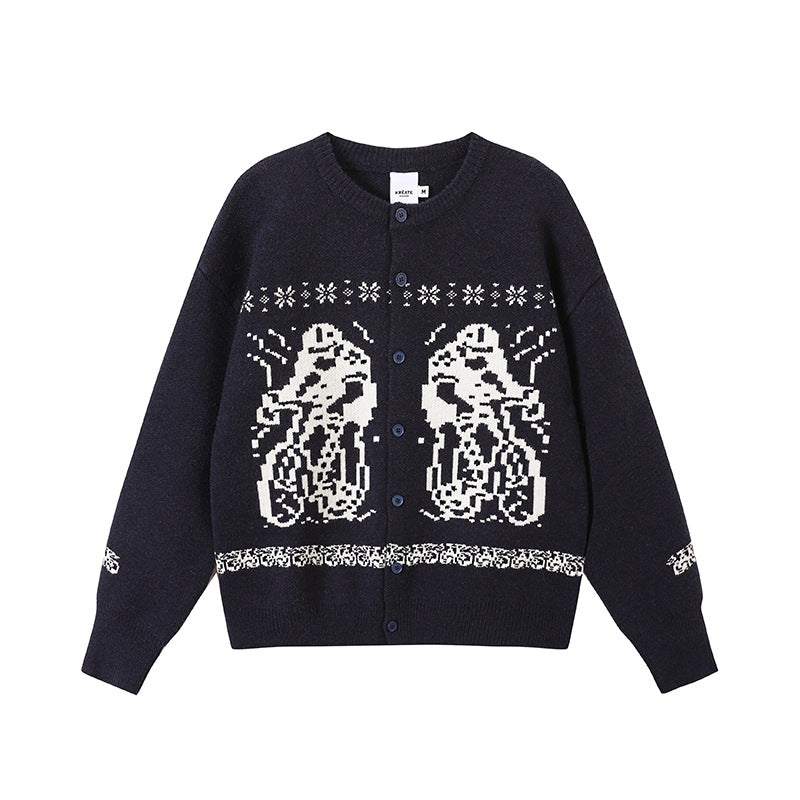Damen Gemütlicher Grobstrickpullover mit grafischem Motiv Drune