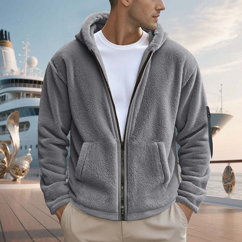 Herren Fleecejacke mit Kapuze und praktischen Reißverschlusstaschen Drune