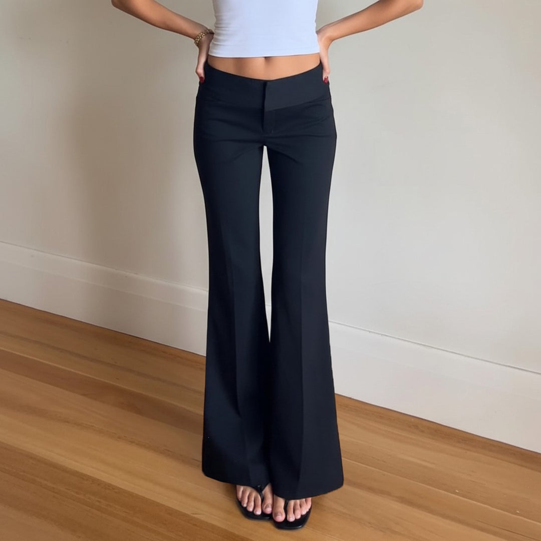 Damen Hochtaillierte Stretch-Flaredhose mit ausgestelltem Bein Drune
