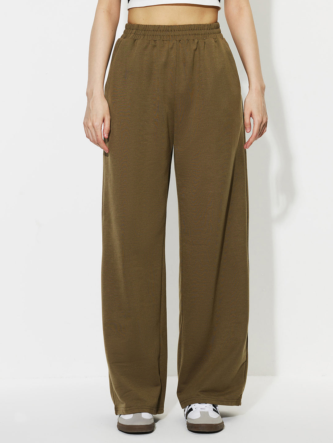Damen weite Freizeithose aus leichtem Material mit elastischem Bund Drune