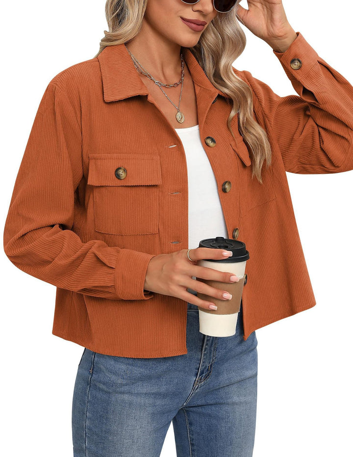 Damen Cordjacke mit zwei Brusttaschen Drune