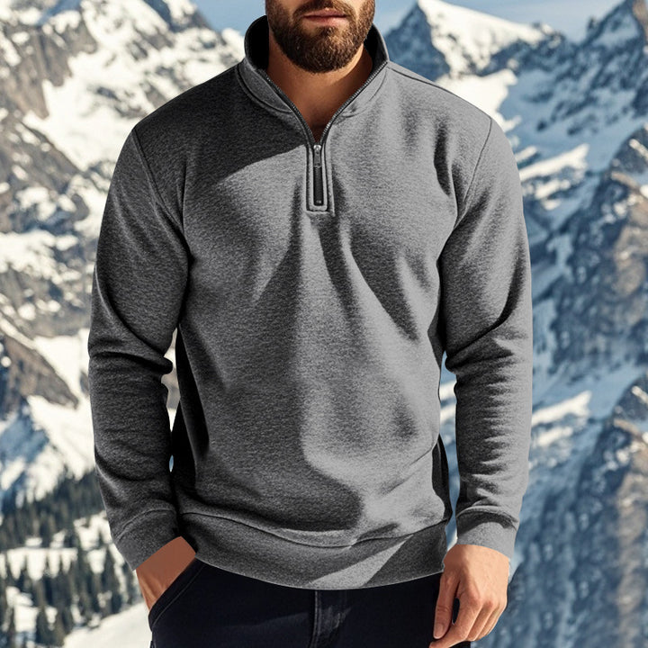 Herren nan komfortables Halbzip-Sweatshirt mit Stehkragen, leicht angerauter Innenseite und geripptem Saum Drune