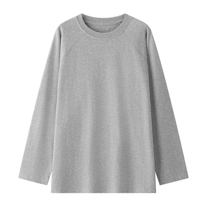Damen Lockeres Extra-Langes Baumwoll-Sweatshirt mit Raglanärmeln und gerundetem Saum Drune