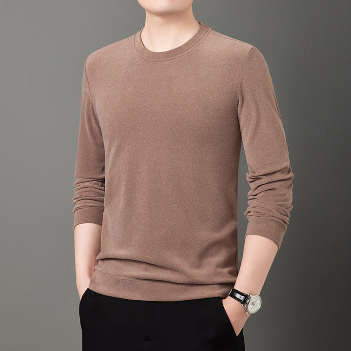 Herren Feiner Rundhals-Pullover aus leichtem Stretch-Strick mit schmaler Silhouette Drune