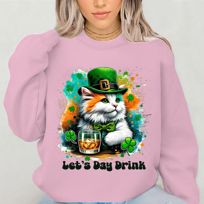 Damen Sweatshirt mit lustigem Katzenmotiv und inspirierendem Schriftzug Drune