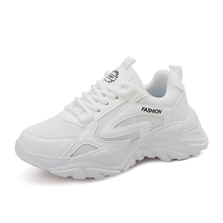 Damen nan voluminöser Plateau-Lifestyle-Sneaker mit Mesh- und Kunstledermix, gepolsterter Ferse und profiliertem Dämpfungssockel Drune