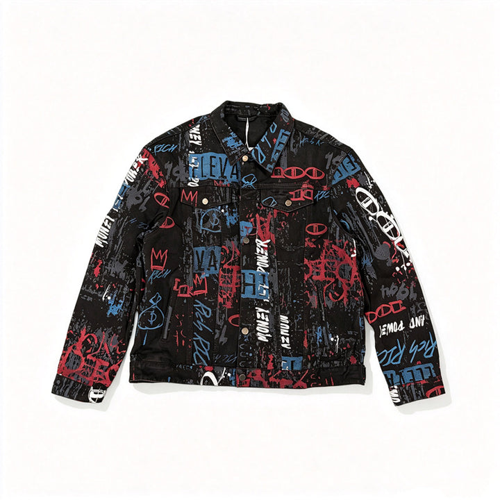 Herren Stilvolle Graffiti-Jeansjacke Drune