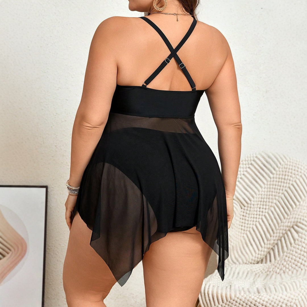 Damen Badeanzug mit transparentem Rock und raffinierter Kellerfalte Drune