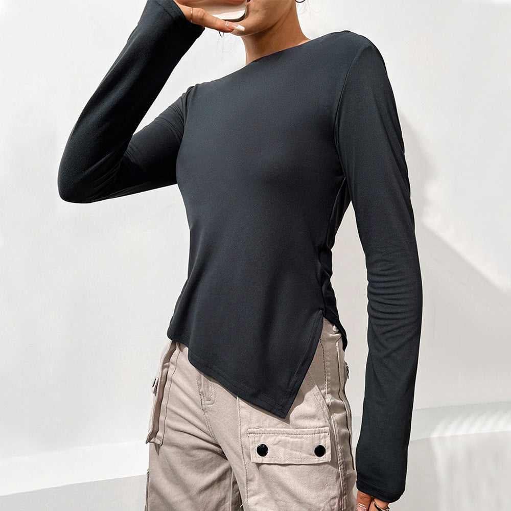 Damen Langarmbluse mit lässigem Wasserfallausschnitt und eleganter Rückenpartie Drune