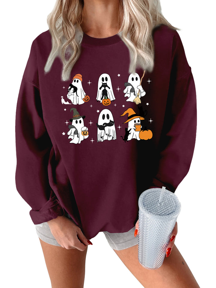 Damen Sweatshirt mit kreativem Gruselmotiv Drune
