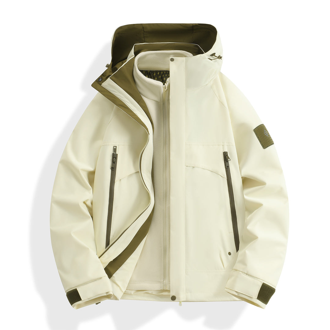 Damen wasserdichter modularer Parka mit abnehmbarer Fleece-Innenjacke und technischer Kapuze Drune