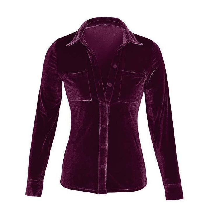 Damen Satin Bluse mit dekorativen Brusttaschen Drune