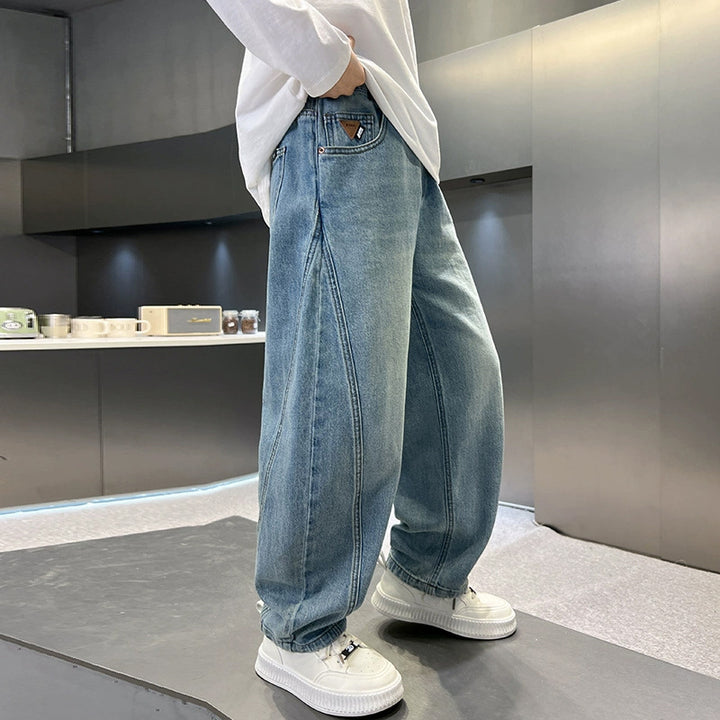 Unisex weite Denim-Hose mit tiefen Eingrifftaschen Drune