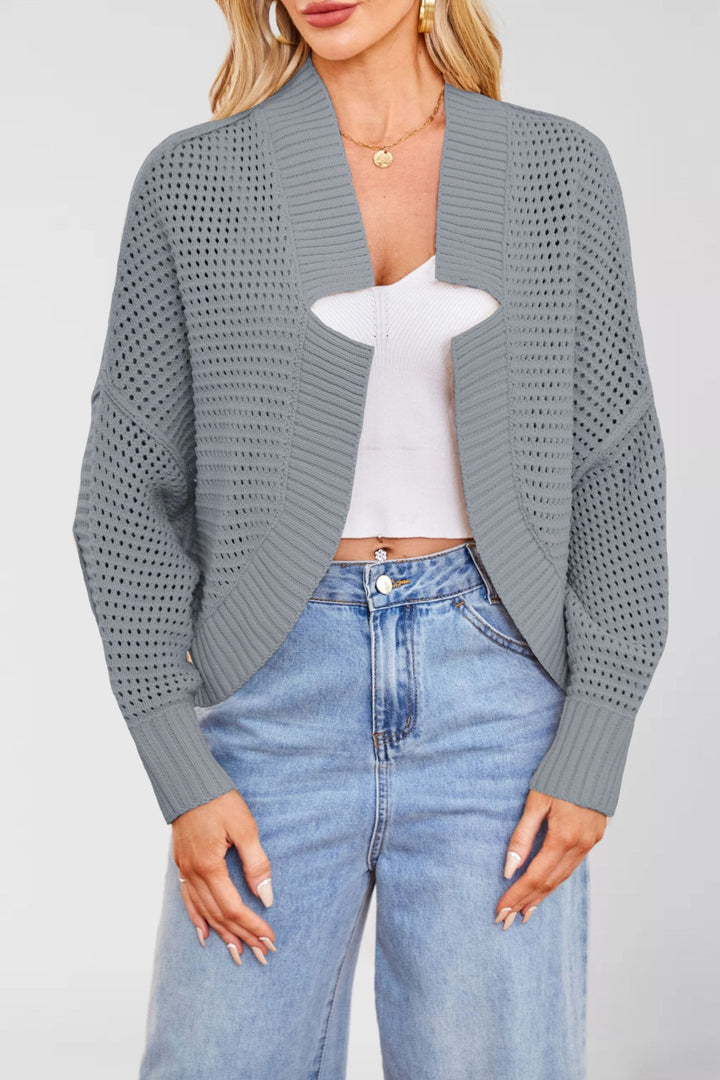 Damen luftige Strickjacke mit offener Front und strukturiertem Muster Drune