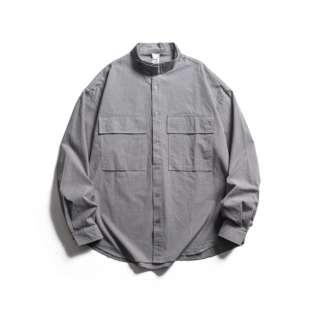 Herren Karo-Hemdjacke mit Stehkragen und aufgesetzten Brusttaschen Drune