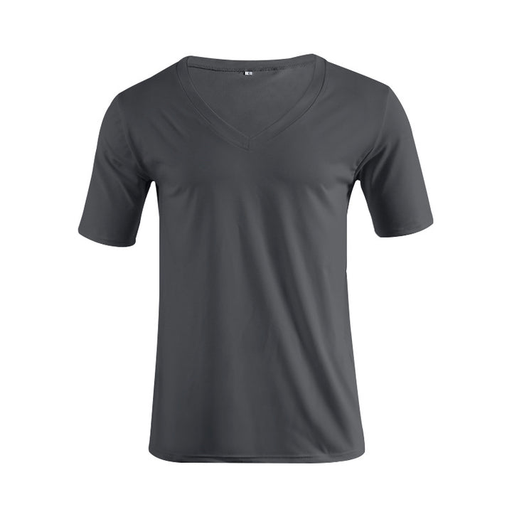 Herren nan V-Ausschnitt T‑Shirt aus feinem Jersey mit schmaler Silhouette und flachen Nähten Drune