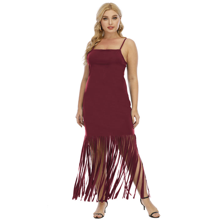 Damen Maxikleid mit fransigem Design Drune