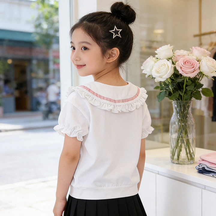 Mädchen Bluse mit Rüschendetails und dekorativem Kragen Drune