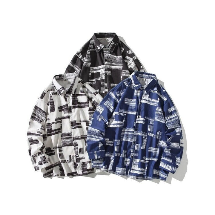 Herren Oversize Hemd mit grafischem Blockprint Drune