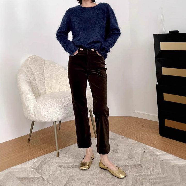 Damen Weicher Mohair-Pullover mit weitem Schnitt Drune