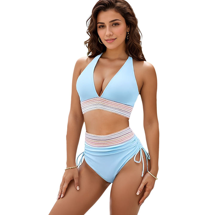 Damen Hochgeschnittener Bikini mit breitem elastischem Bund und dekorativen Zierdetails Drune