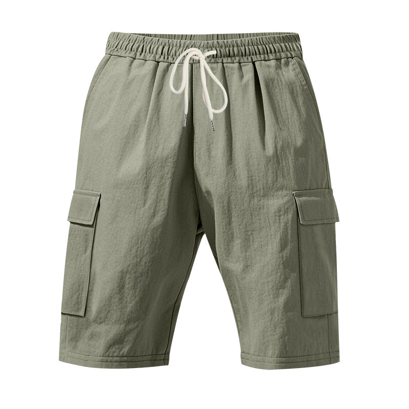 Herren nan Reise- und Outdoor-Bermuda mit elastischem Kordelbund, Sicherheits-Innentasche und aufgesetzten Klappentaschen Drune