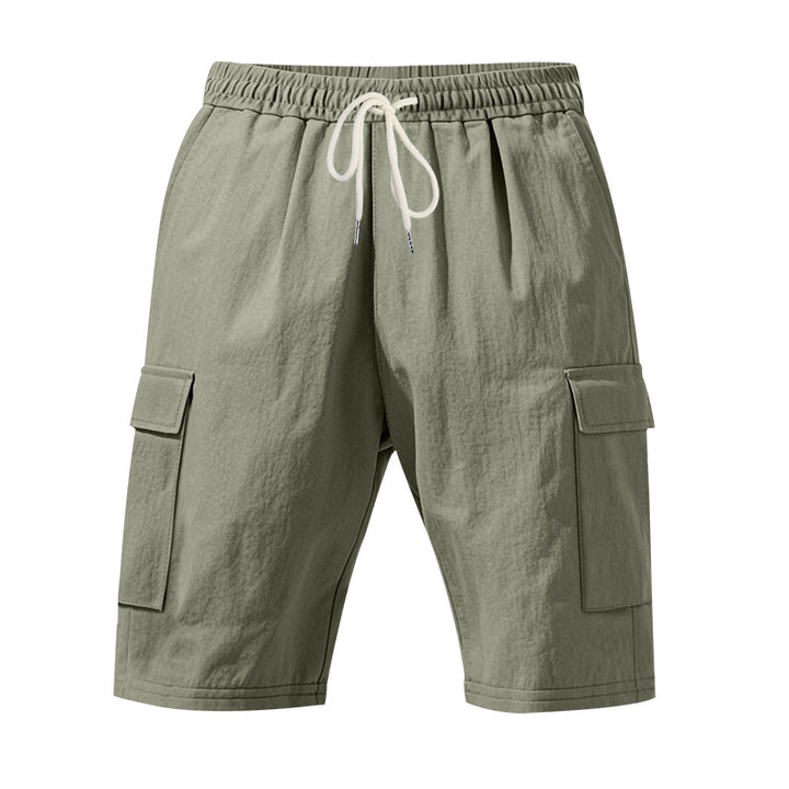 Herren nan Reise- und Outdoor-Bermuda mit elastischem Kordelbund, Sicherheits-Innentasche und aufgesetzten Klappentaschen Drune