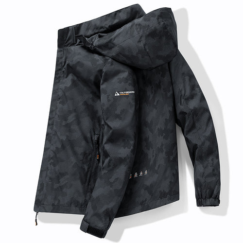 Herren Wetterfeste Outdoor-Jacke mit verstellbarem Kapuzenkragen Drune