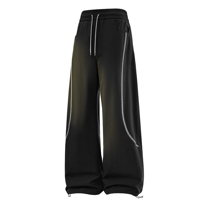 Damen Weite Baggy-Freizeithose mit Tunnelzugbund, kontrastierenden Ziernähten & verstellbarem Saum Drune