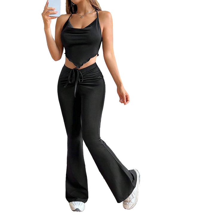 Damen Sportliches Zweiteiler Set mit hautfreundlichem Top und figurbetonten Hose Drune