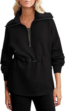 Damen lässiger Kapuzenpullover mit praktischer Kordelzugverstellung Drune
