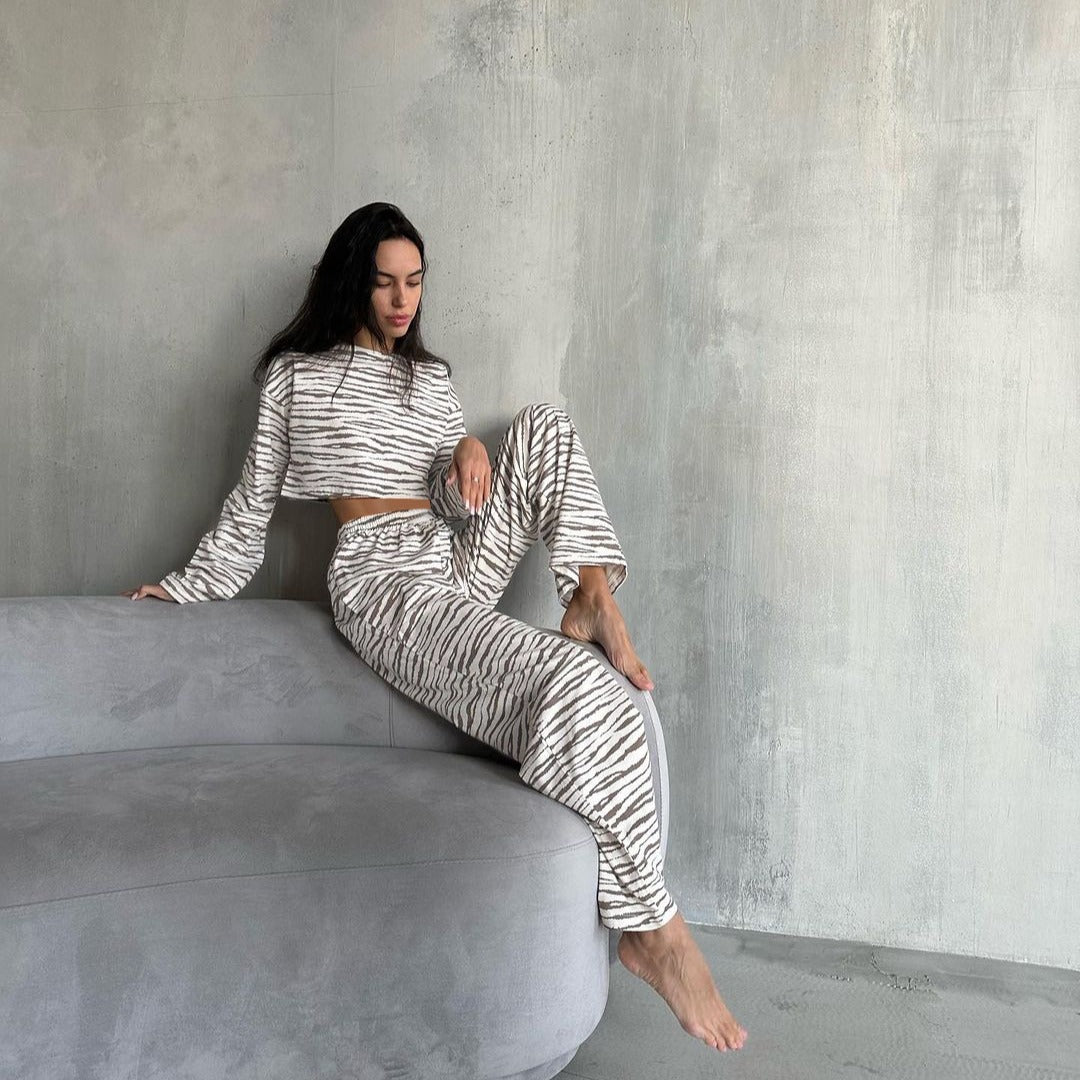 Damen cropped Sweatshirt und lässige Hose Set Drune
