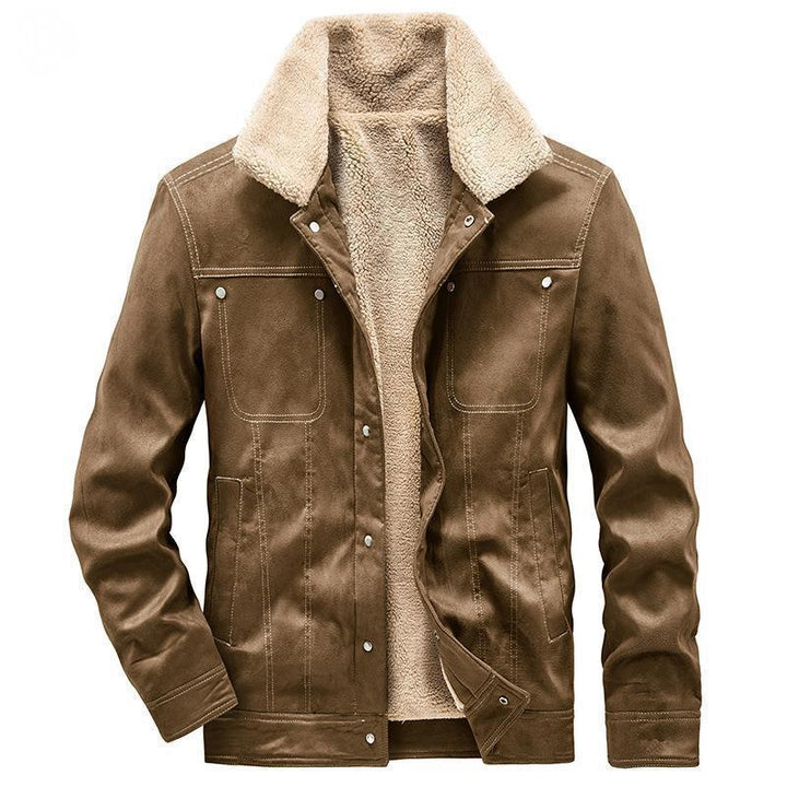 Herren Wildlederoptik Truckerjacke mit Teddyfutter Drune