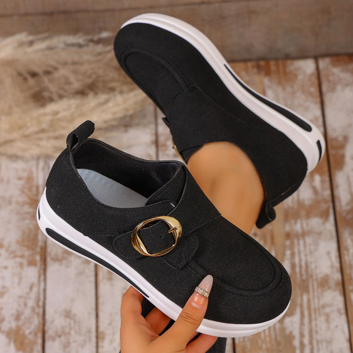Damen Sneaker mit modischem Schnallenverschluss und bequemer Sohle Drune