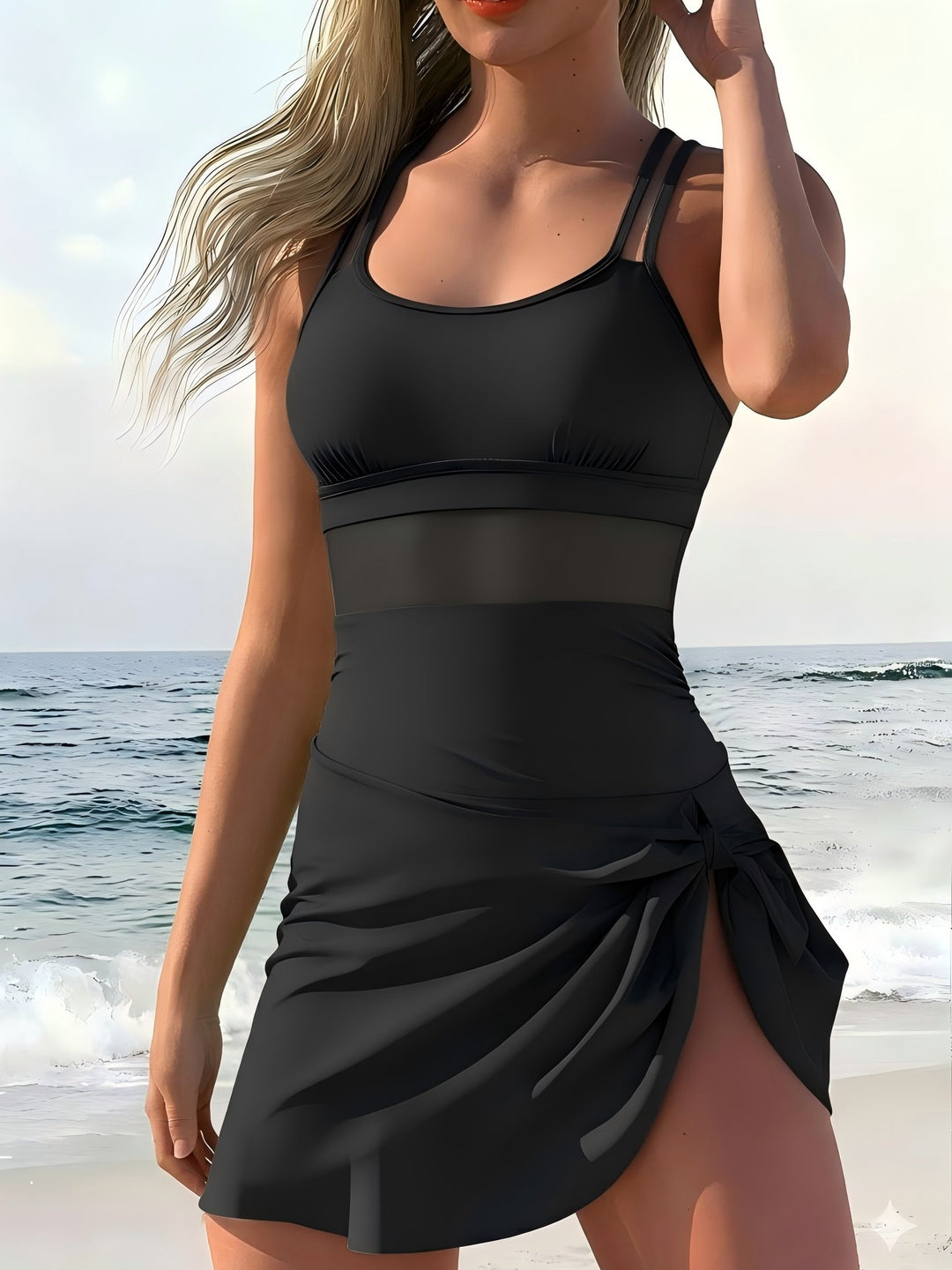 Damen Sportlicher Tankini mit Wickelrock Drune
