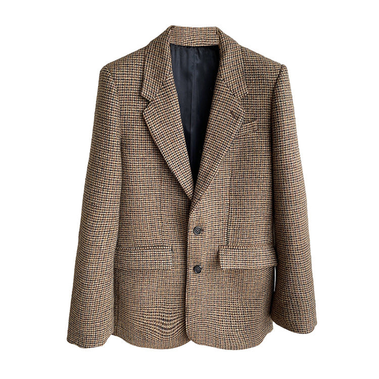 Damen Klassischer Tweed Blazer Drune