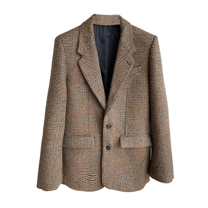 Damen Klassischer Tweed Blazer Drune
