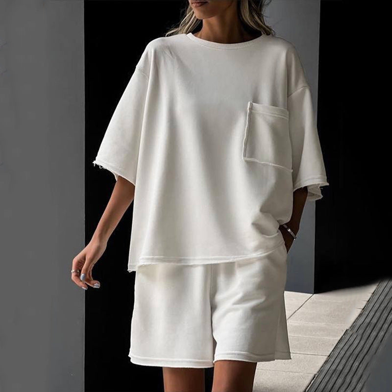 Damen lässiger Freizeitanzug mit Oversized T-Shirt und bequemen Shorts Drune