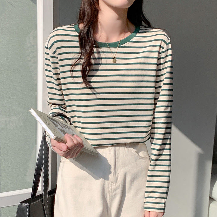 Damen langärmliges gestreiftes T-Shirt Drune