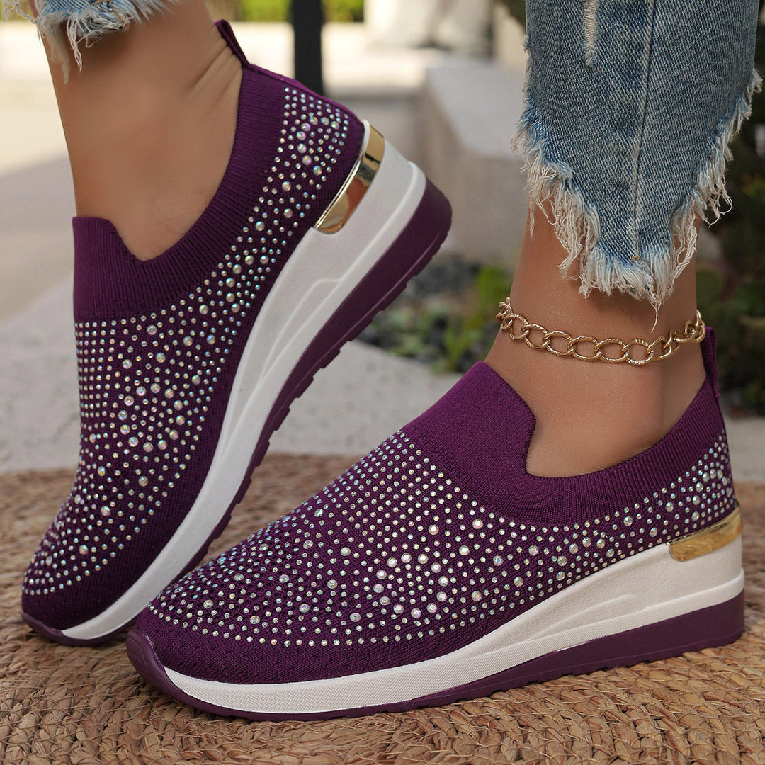 Damen Glitzernde Slip-On Sneakers mit ergonomischer Dämpfung und schockabsorbierender Sohle Drune