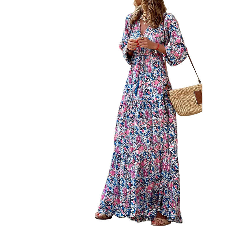 Damen Maxikleid mit eleganter Paisley-Optik und luftigen Ärmeln Drune