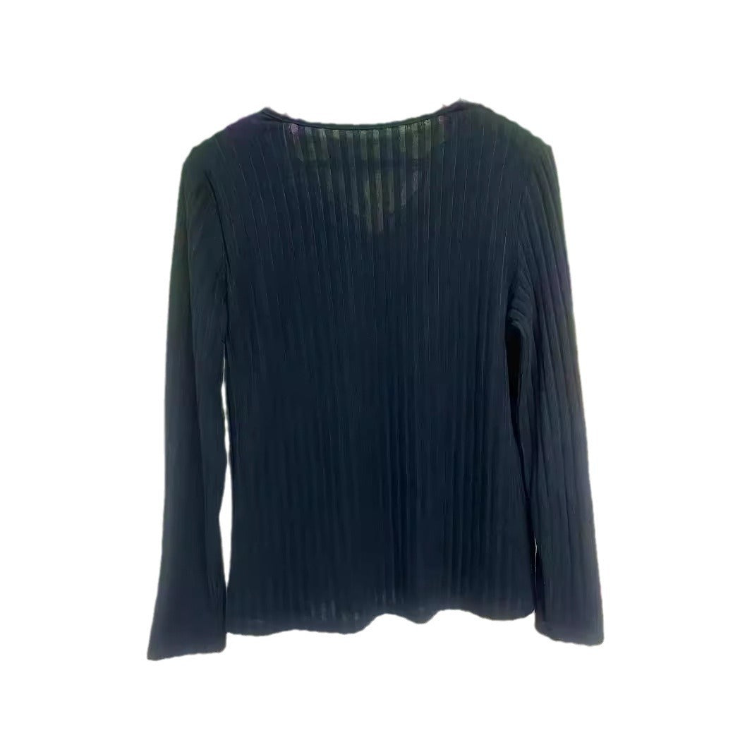 Damen Langarmshirt mit elegantem Spitzenausschnitt und Rippstruktur Drune